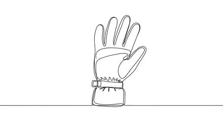 Fototapeta premium Contour line artwork of a glove hand gesture showing stop sign, on a transparent background, minimalist style with bold outlines and simple design features, isolated for easy use.