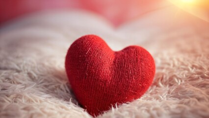 Fototapeta premium Red Plush Heart Romantic Love Symbol