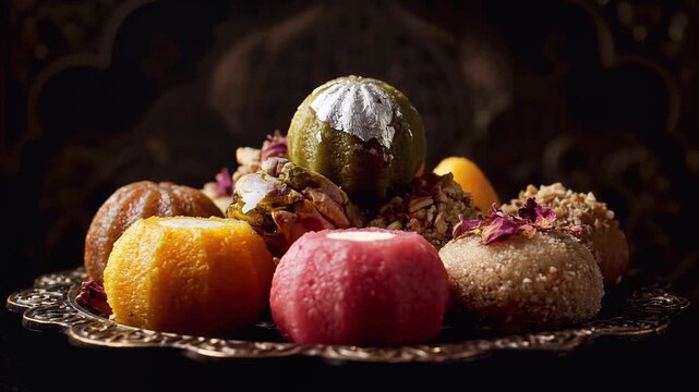 Luxurious Indian Mithai Assortment Elegant Festive Traditional Dessert Delights