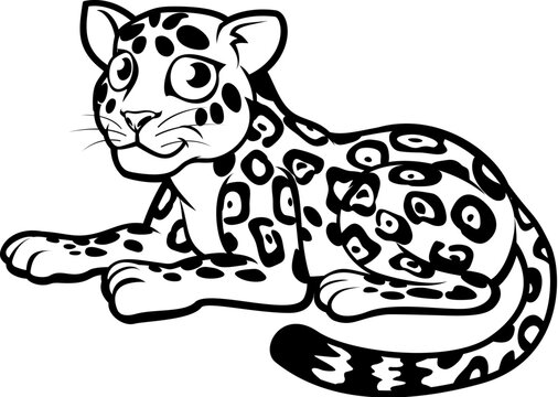 A jaguar leopard or cheetah cartoon character safari animal illustration