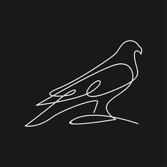 Obraz premium Minimalist Line Art Hawk Logo on Black Background