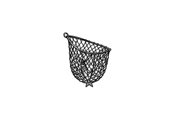Obraz premium fish net Vintage Illustration vector illustration, black and white isolated 
