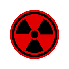 Fototapeta premium Radiation hazard icon. Alert about radioactive threat red round sign isolated on white background. Vector illustration