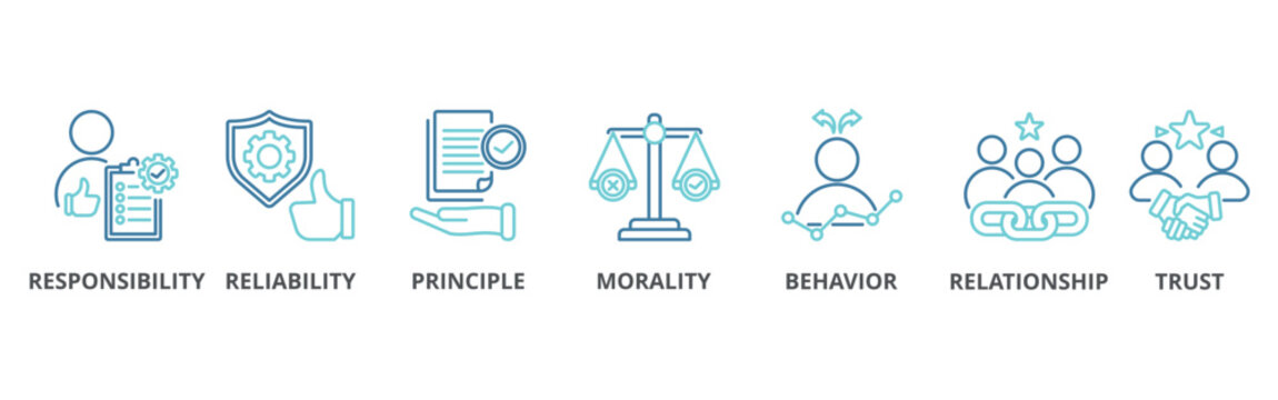 Business ethics banner web icon vector illustration concept