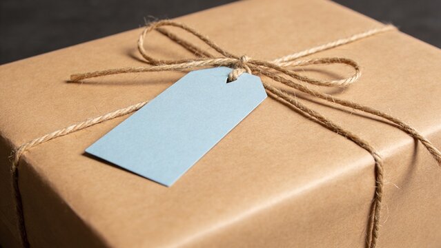  features a neatly wrapped rectangular package in a minimalist style. The package is covered in plain brown paper, giving it a rustic and simple