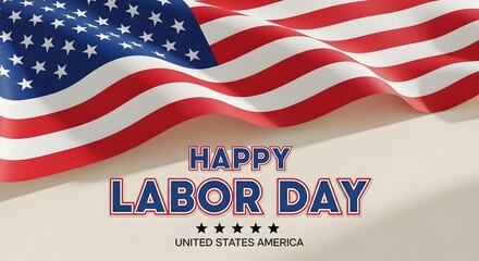 Happy labor day celebration with american flag