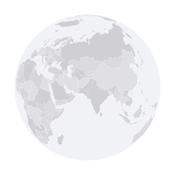 Customizable Eastern Hemisphere Wireframe Globe - Orthographic