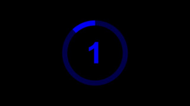 5 seconds Countdown timer with progress circle for five seconds dark background.
