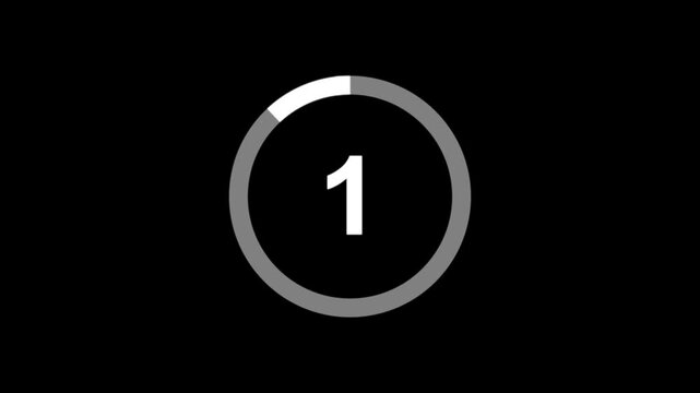 5 seconds Countdown timer with progress circle for five seconds transparent background.