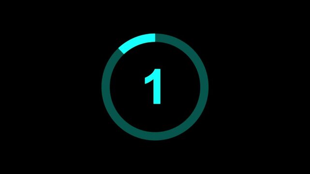 5 seconds Countdown timer with progress circle for five seconds transparent background.