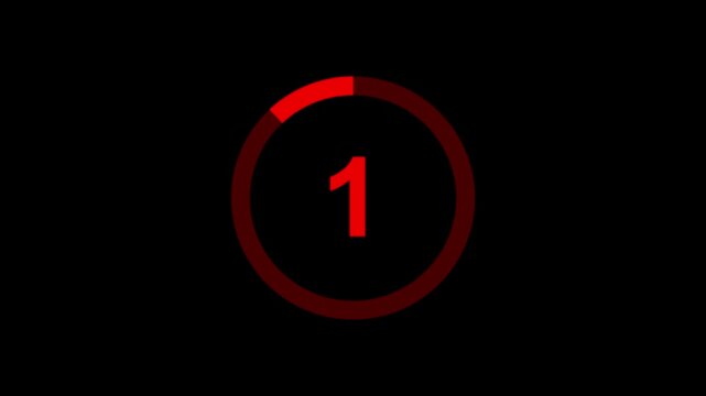 5 seconds Countdown timer with progress circle for five seconds transparent background.