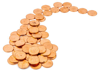 Close up of coins to stack of coins.