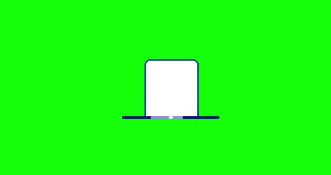 Cartoon animation of line with empty card greenbox. Motion design element for presentation video movie blank preset animated on green screen background.