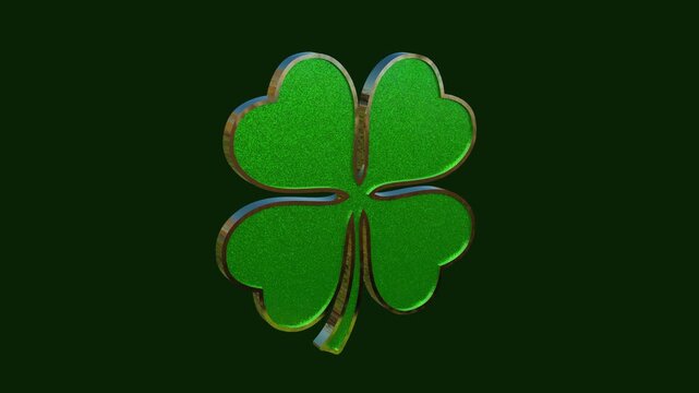 A spinning 4 leaf clover 3D animation loop. Use for St. Patrick's Day, good luck and Irish themes.