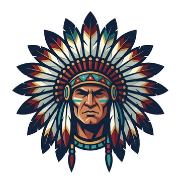 indian chief head vector