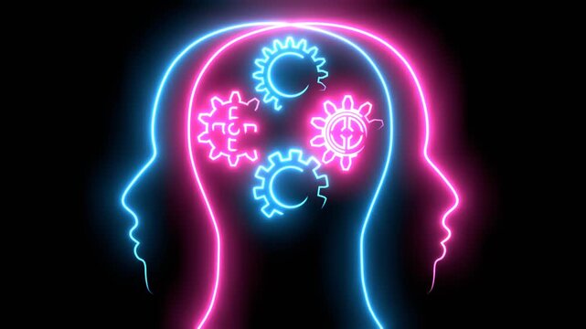 Personal growth and development. Business and education concept. Metaphor of problem solving, difficult situation. Connected human heads. Social network and business communication.