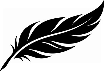 Obraz premium Elegant black feather silhouette on a clean white background.