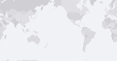 Customizable Wireframe World Map Pacific-Centered - Mercator © Ana Krasavina