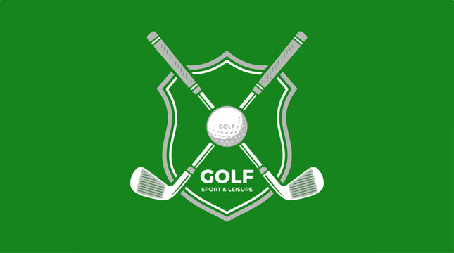 Golf Club Logo Design with Crossed Golf Clubs and Ball.