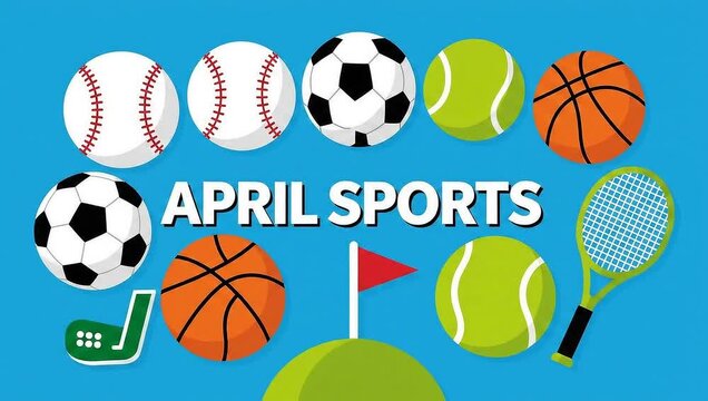 Sports equipment for various games including baseball, tennis, soccer, and basketball.