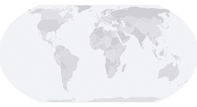 Customizable Wireframe World Map Standard - Equal Earth Projection