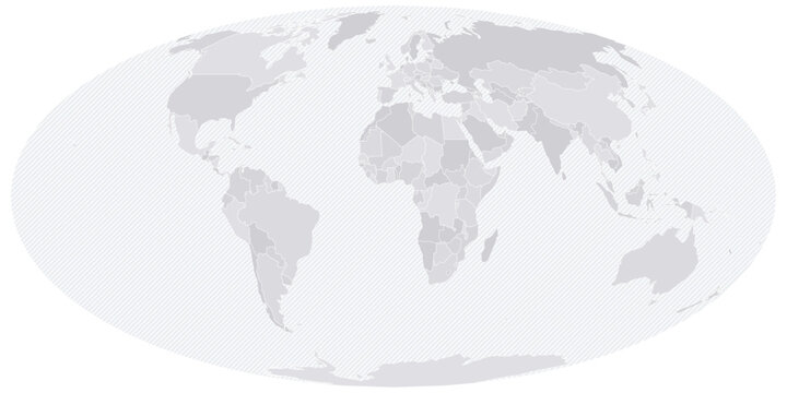 Customizable Wireframe World Map Standard - Mollweide Projection
