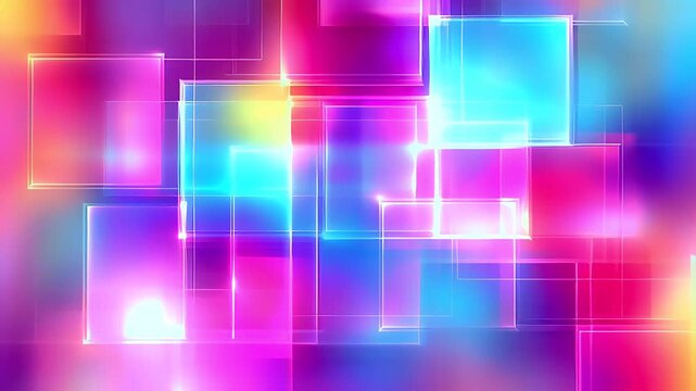 Vibrant abstract background with glowing squares.