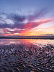 Fototapeta premium Beautiful sunset at the beach of Blackpool, UK.