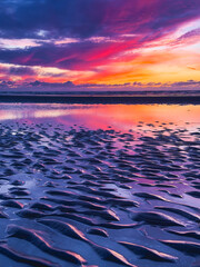 Fototapeta premium Beautiful sunset at the beach of Blackpool, UK.