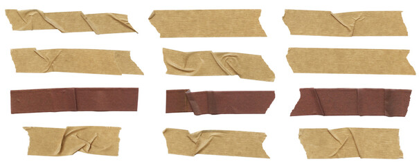 Adhesive beige washi crumpled paper tape isolated element. Craft scrapbooking transparent element...