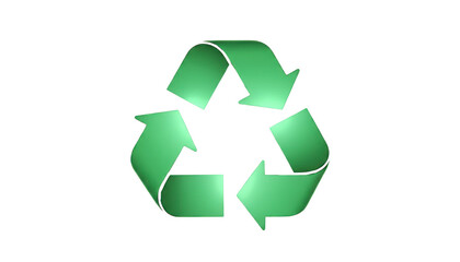 Obraz premium Isolated Green recycling symbol with three curved arrows forming a loop, eco-friendly sustainability and waste management concept for environmental conservation campaigns isolated PNG with