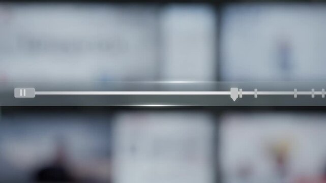 Closeup of a video player timeline showing multiple ad insertion points including preroll and midroll for ondemand content background screens subtly blurred.