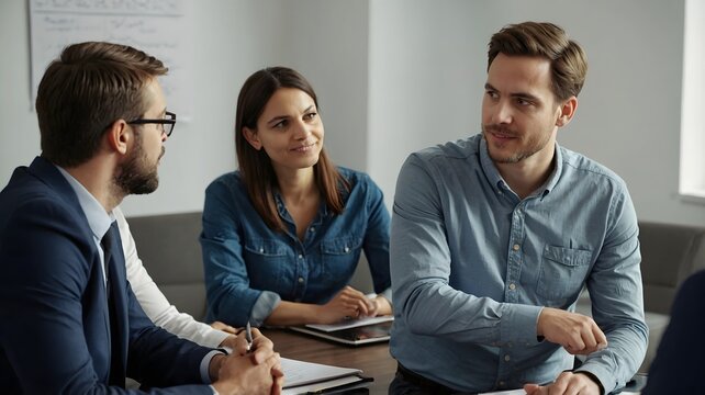 Group of Young Professionals Engaged in a Dynamic Business Meeting in an Office Setting