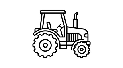 Obraz premium Outline vector icon of tractor agriculture machine, simple farming equipment symbol 