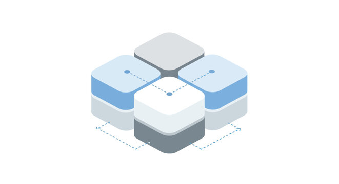 Isometric Abstract Cubes Data Storage Technology Concept.