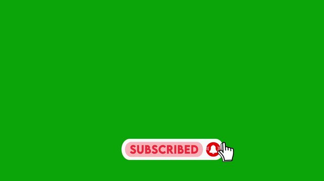 Pop up subscribe notification bell icon button clicked floating animation motion graphics on transparent background isolated with chroma green screen clip easy to use template for your video blog