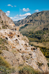 Vardzia cave monastery complex in Georgia, a city carved into the cliffs in the south of Georgia aboce the canyon of the Kura river © Pernelle Voyage