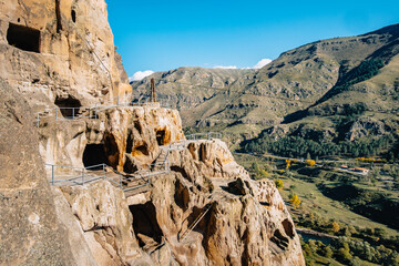 View on the cave monastery and dwellings of Vardzia in the south of Georgia © Pernelle Voyage