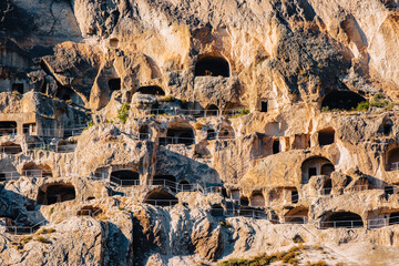View on the cave monastery and dwellings of Vardzia in the south of Georgia © Pernelle Voyage