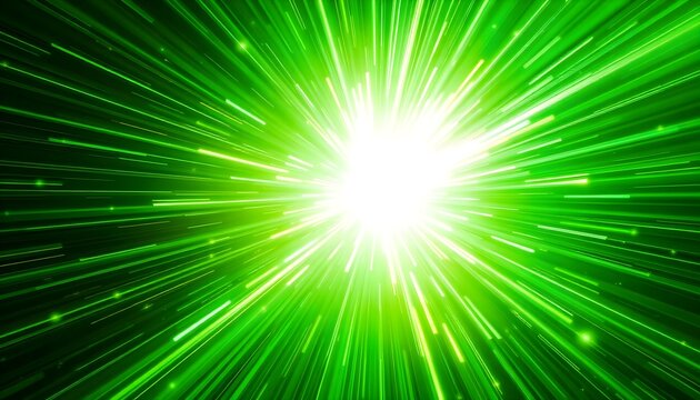 A vibrant green light explosion radiates outward in lines from a central point.