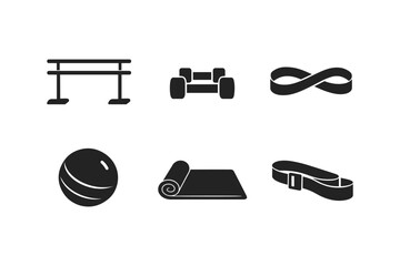 Collection of fitness equipment icons for exercise and training routines
