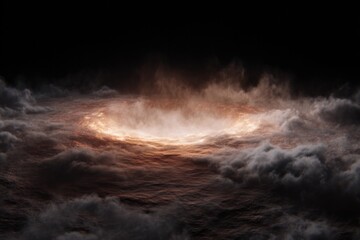 Fototapeta premium Swirling clouds illuminated by mysterious glowing ring create an
