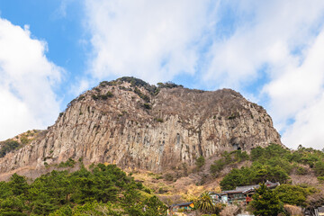 Fototapeta premium Sanbangsan, a volcano located on the southwest coast of Jeju Island, Seogwipo, South Korea