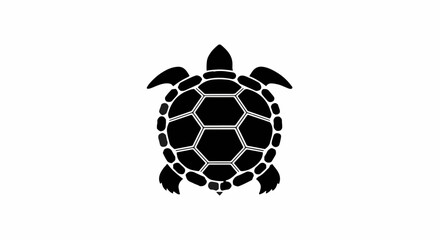 Obraz premium Stylized silhouette of a sea turtle with a geometric shell on a white background.