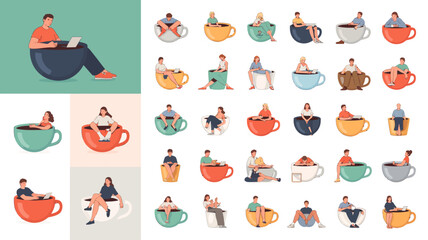 set of people relaxing