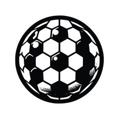Fototapeta premium Soccer Ball Silhouette with Hexagonal Pattern in Black and White