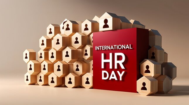 International hr day celebration with wooden blocks and people icons