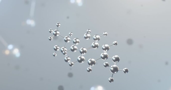 Naproxen rotating 3d molecule, molecular structure of anti-inflammatory drug seamless video
