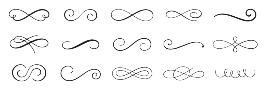 Set of decorative swirl calligraphic divider elements