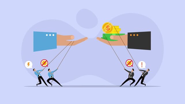Puppet Masters Controlling Business Transactions | Corporate Manipulation and Financial Power cartoon animation